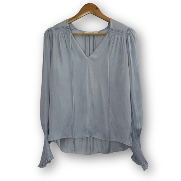 Rebecca Taylor Sateen Tie Top Sky Blue - Picture 4 of 9